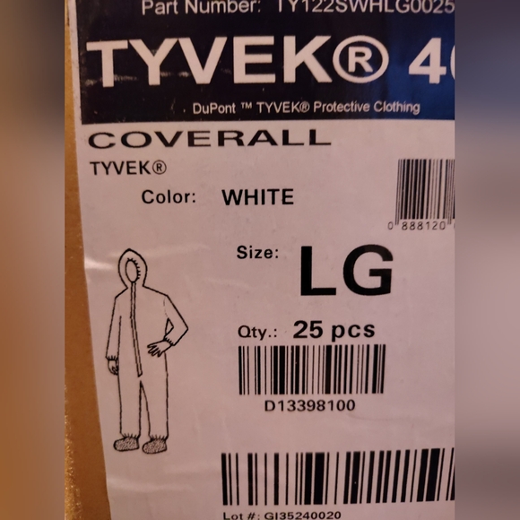 White Tyvek Coverall LG - Picture 1 of 7